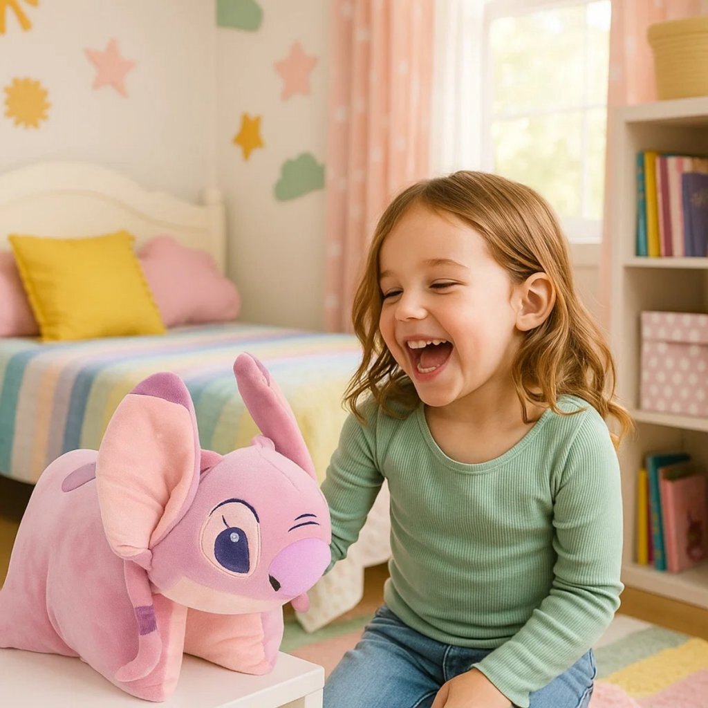Disney Stitch Knuffelkussen Angel 45X28 Cm Roze