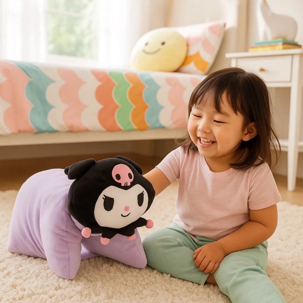 Hello Kitty Knuffelkussen Kuromi 45X28 Cm Zwart/Paars/Wit