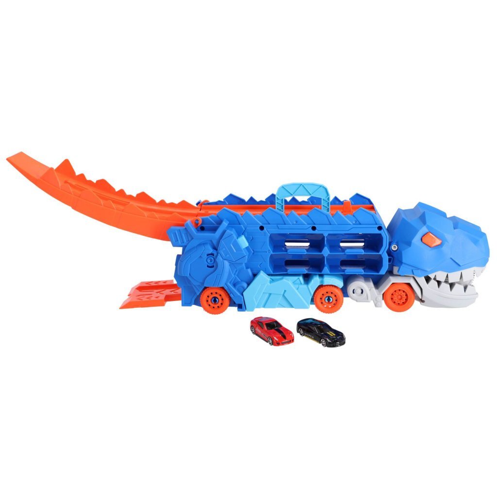 Overige Merken Transporter Dino + 2 Die-Cast Voertuigen Assorti
