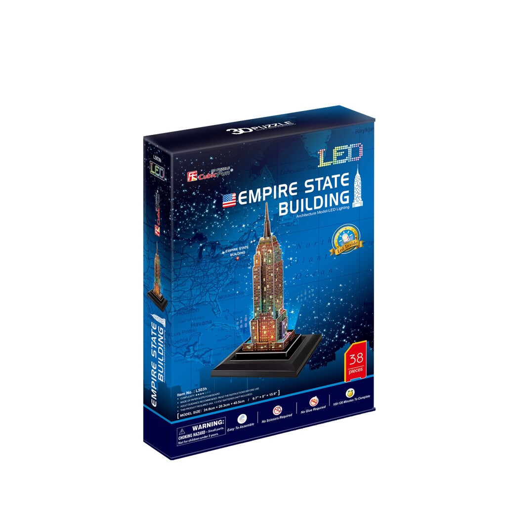 Cubic Fun 3D Puzzel Empire State Building + Led Verlichting 58 Stukjes