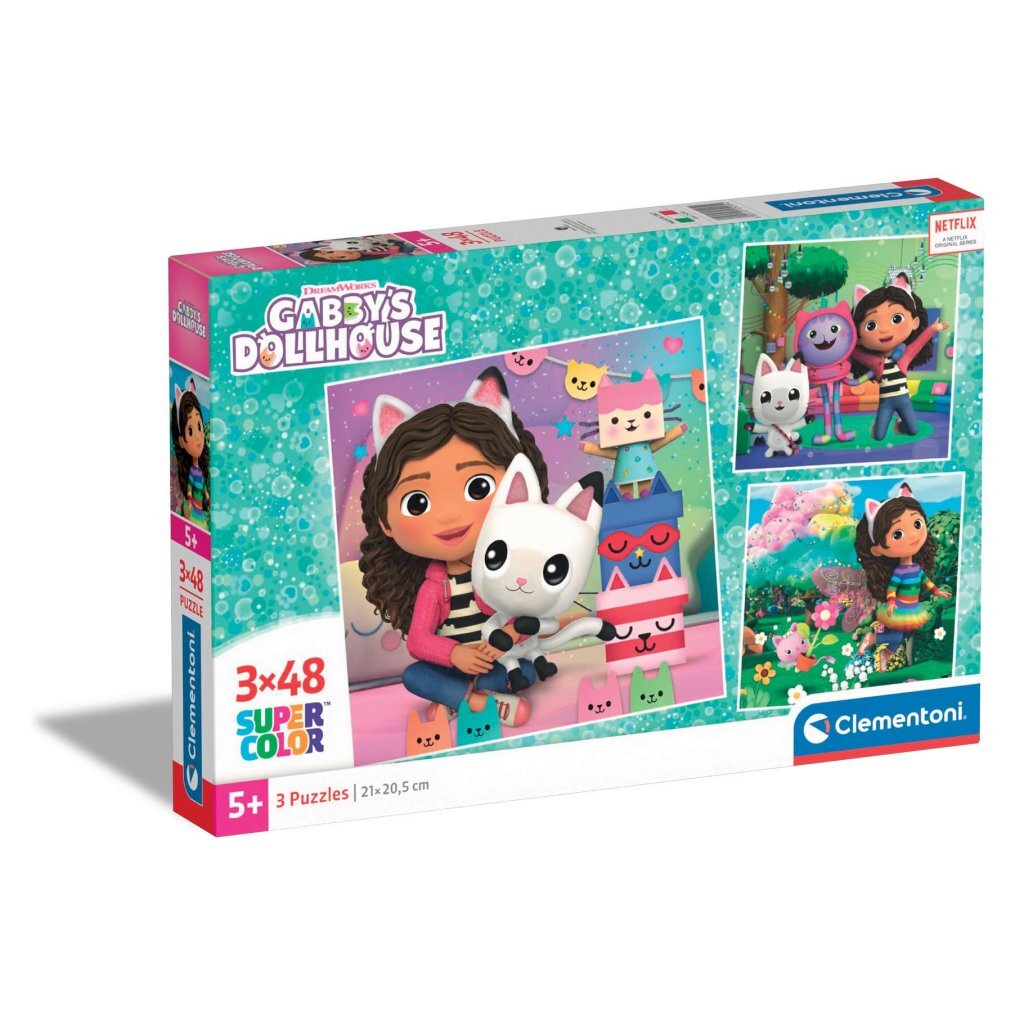 Clementoni Super Color Puzzel Gabby'S Dollhouse 3X48 Stukjes