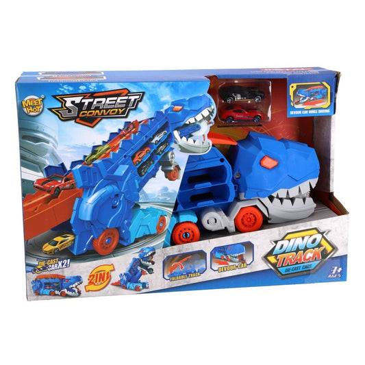 Overige Merken Transporter Dino + 2 Die-Cast Voertuigen Assorti