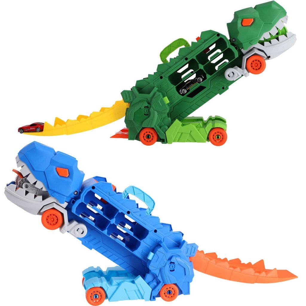 Overige Merken Transporter Dino + 2 Die-Cast Voertuigen Assorti