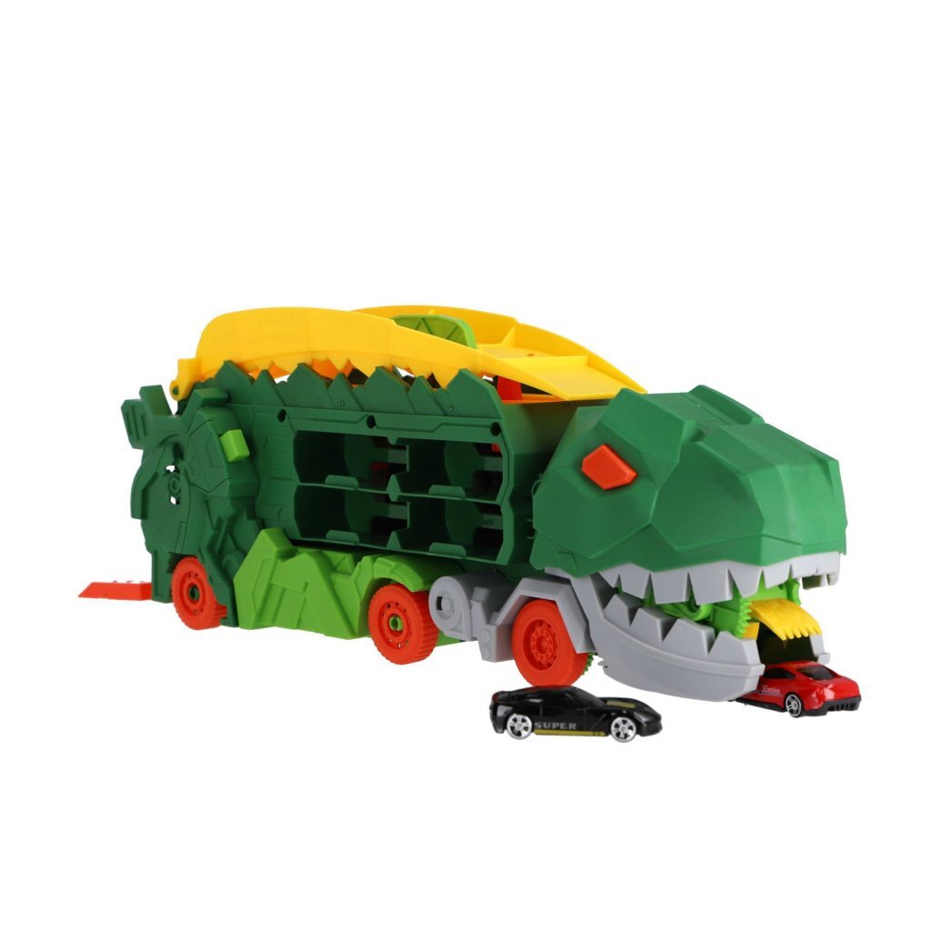 Overige Merken Transporter Dino + 2 Die-Cast Voertuigen Assorti